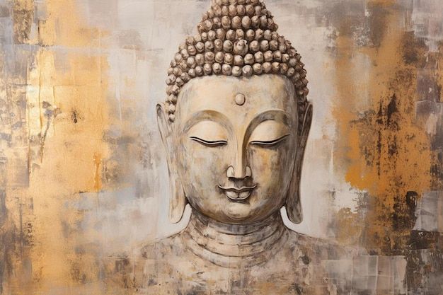 Imagem do rosto de buda com uma flor