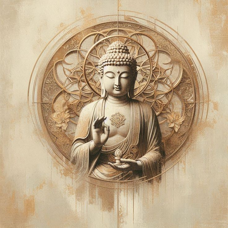 Imagem do rosto de buda com uma flor
